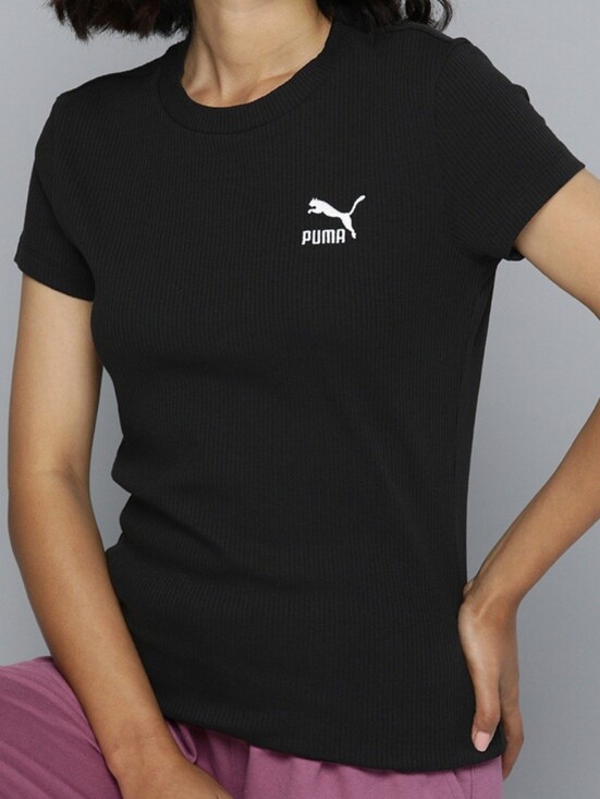 Puma Tops - Puma Women's Classic Ribbed Slim Fit Crew Neck T-shirt Top Black Size XL